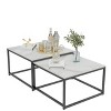 Set of 2 Rectangle Nesting Coffee Table  Living Room Stackable Accent Tables - 4 of 4