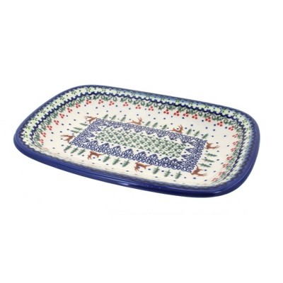 Blue Rose Polish Pottery 119 Vena Small Rectangular Serving Platter