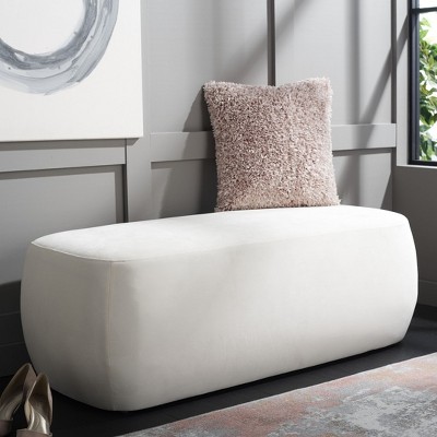 Whitley Cream Velvet Rectangular Ottoman 50"