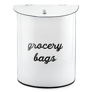 AuldHome Design Enamelware Grocery Bag Holder; Wall-Mounted Modern Farmhouse Style Plastic Bag Dispenser - 1 of 4