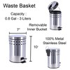 Evideco French Home Goods Round Metal Small Step Trash Can with Lid Waste Bin 3-liters-0.8-gal. - 3 of 4