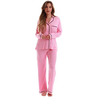 #FollowMe Womens Button-Down Pajama Pant Set with Notch Collar  Elegant & Comfortable Sleepwear