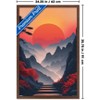 Trends International Andreas Magnusson - Sunset In The Mountains Framed Wall Poster Prints Mahogany Framed Version 22.375" x 34" - 3 of 4