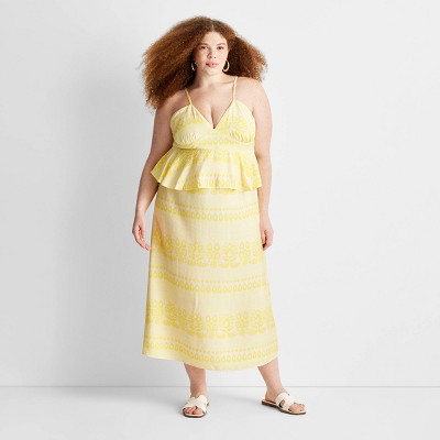 Women's Floral Print Sleeveless Empire Ruffle Midi Dress - Future Collective™ with Jenny K. Lopez Yellow 30