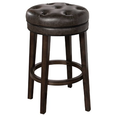 Photo 1 of Hillsdale Krauss Backless Swivel Stool, Barstool, Gray Faux Leather
