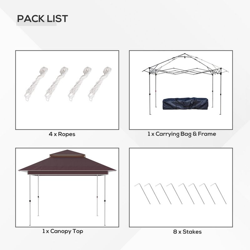 Outsunny 12' x 12' Heavy Duty Pop Up Canopy with Center Lift Hook Design, Mesh Sidewall Netting, 3-Level Adjustable Height and Storage Bag, 5 of 8
