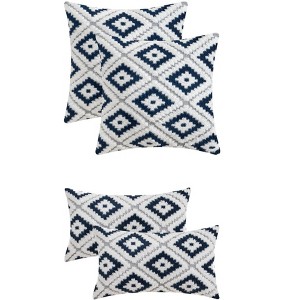 REGALWOVEN 4 Pcs Geometric Pattern Short Plush Decorative Throw Pillow Covers - 1 of 4