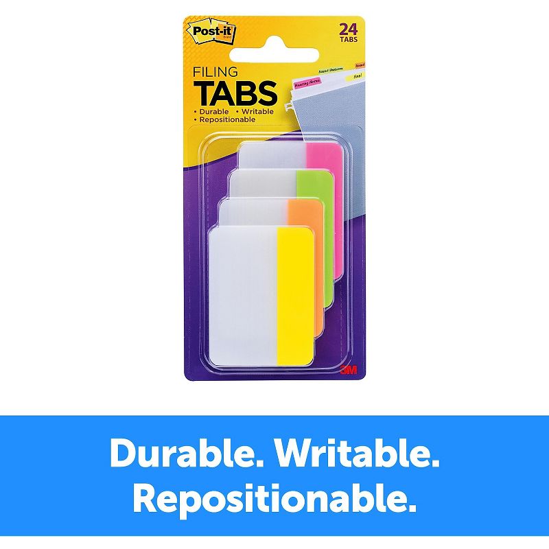 Post-it File Tabs 2 x 1 1/2 Solid Flat Assorted Bright 24/Pack 686PLOY, 5 of 10