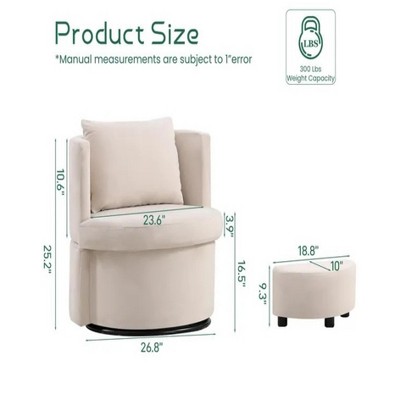 26.8"Upholstered Barrel Accent Chair with Ottoman
