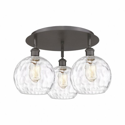 Athens Water Glass - 3 Light Flush Mount In Industrial Style-10.38 Inches Tall and 19.75 Inches Wide