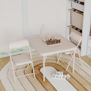 3-Piece Folding Table and Chair Set for Kids with Soft PU Cushions, Portable No Assembly for Eating Reading Playing - 1 of 4