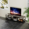 VECELO 3-Tier Industrial TV Stand for TVs Up to 80" Media Console TV Table with Power Outlets & Storage Shelve for Living Room, Bedroom Gray/Brown/Gray - 4 of 4