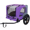 Munora 23.62" L x 17.71" W Heavy Duty Collapsible Pet Bike Trailer with 16" All-Terrain Wheels & Universal Hitch - Foldable Dog/Cargo Carrier, Purple - 3 of 4