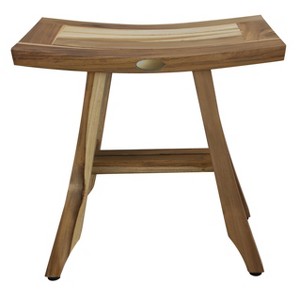 HomeRoots 18" Teak Rectangular Shower Outdoor Bench With Shelf In Natural Finish - 1 of 4