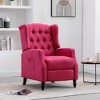 Recliner Chair With Seat Cushion, Buckle Backrest PU Reclining Sofa Chair, Modern Armchair Reading Chair - 2 of 4