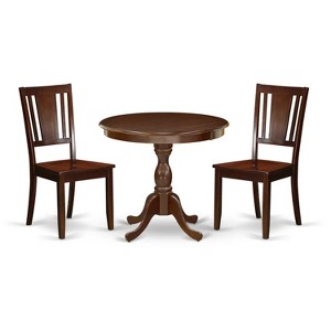 3-Piece Mahogany Finish Solid Wood Top - Dining Room Set - Seats 4 - 1 of 4