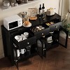 White Farmhouse Large Buffet Sideboard Cabinet with Four Doors Three Drawers Adjustable Shelves and Fluted Acrylic Doors White - 3 of 4
