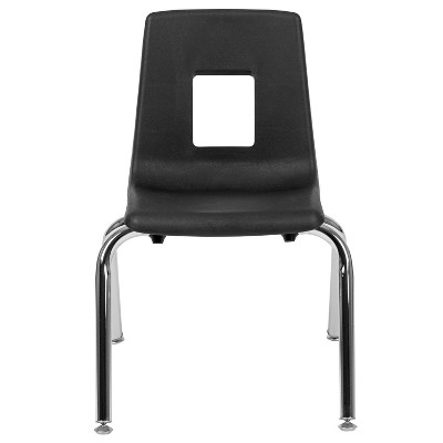Black and Silver Armless Metal Stacking School Chair