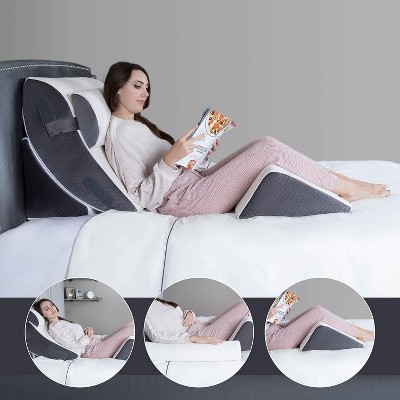 Gray Memory Foam 4-Piece Bed Wedge Pillow Set