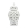 Traditional Ceramic Decorative Jar with Cut-Out Design for Home, Office, Bedroom, or Living Room Decor - 24" White - 4 of 4
