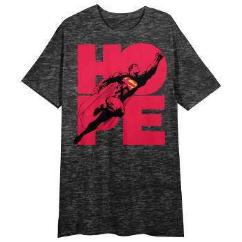 Superman "Hope" Women's Charcoal Gray Short Sleeve Crew Neck Sleep Shirt