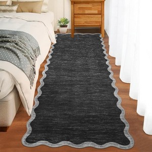 Washable Scalloped Area Rug, Soft Non-Slip Large Area Carpet for Bedroom, Living Room, Dining Room, Nursery, Modern Farmhouse Style - 1 of 4