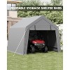 Heavy-Duty Portable Carport with Roll-Up Zipper Door, Waterproof Garage Storage Shed for Motorcycles, Bikes, Firewood and Outdoor Tools - 2 of 4