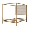 KIGFTSOD Modern Canopy Bed with Tall Velvet Fabric Upholstered Headboard Metal 4-Poster Bed Frame, Box Spring Needed - 4 of 4