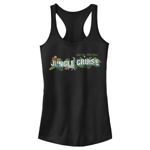 Juniors Womens Jungle Cruise Wish You Were Here Postcard Logo Racerback Tank Top - 1 of 4