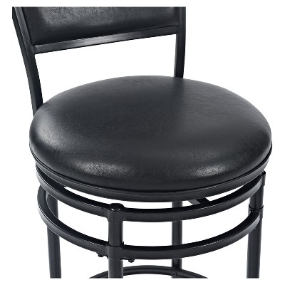 Rachel Black Metal Swivel Barstool with Leather Cushion