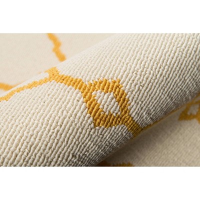 Yellow Trellis Rectangular Synthetic Easy Care Rug
