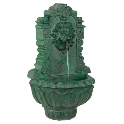 Design Toscano Casa Del Lago Lion Head Wall Niche Sculptural Fountain - Green