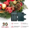 24 Inch Large Outdoor Xmas Wreath with Lights, Lighted Holiday Wreath with Flowers Ball Ornaments for Fireplace Window, Battery Operated - 2 of 4