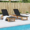 vidaXL 2-Piece Sun Loungers Set in Black Olefin Fabric and Acacia Wood - Adjustable, Durable, Low Maintenance for Patio/Garden - 2 of 4