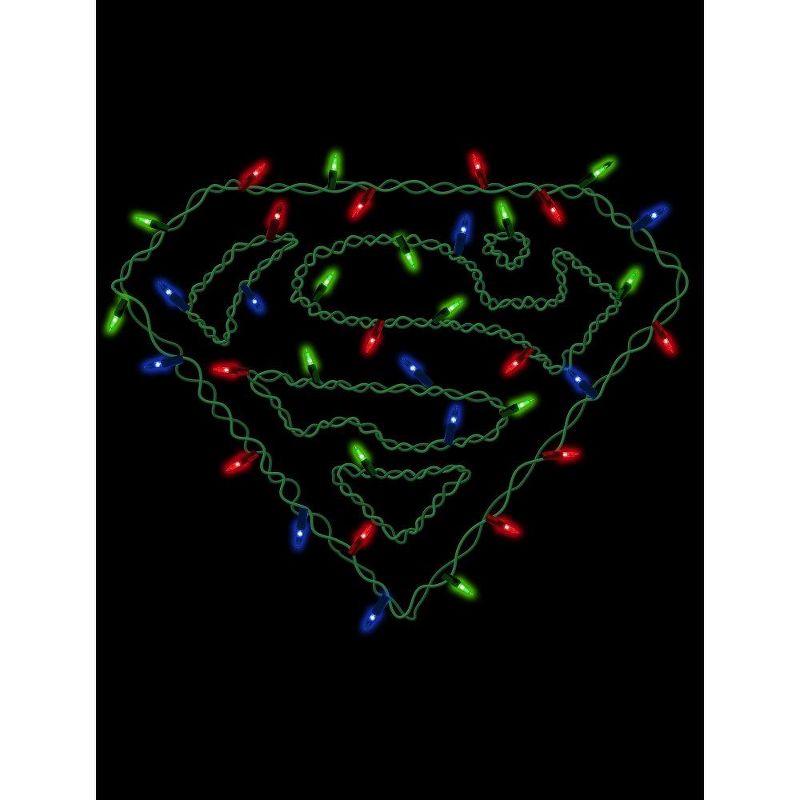 Superman Logo With Christmas Lights Black T-shirt Toddler Boy to Youth Boy, 2 of 3