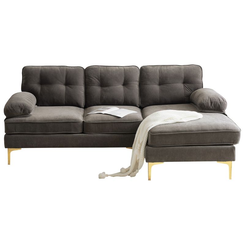 83" Modern Velvet Upholstered Sectional Sofas Couch-ModernLuxe, 4 of 12
