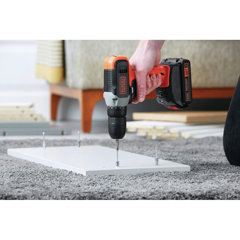 Black & Decker BCD702C1 20V MAX Brushed Lithium-Ion 3/8 in. Cordless Drill Driver Kit (1.5 Ah), 3 of 15
