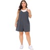 Agnes Orinda Women's Plus Size Sleeveless Round Neck with Pocket Spaghetti Strap Short Rompers - 3 of 4