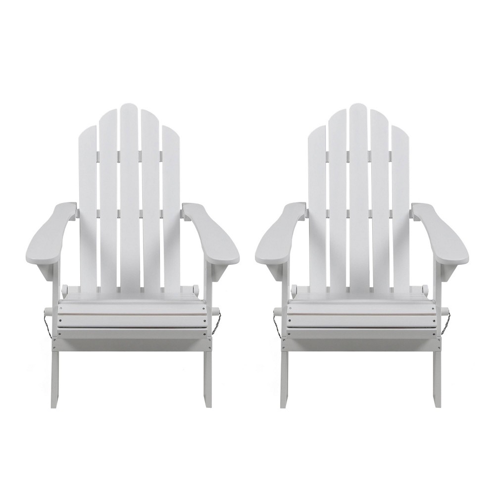 Photos - Garden Furniture 2pk Hazel Outdoor Acacia Wood Foldable Adirondack Chairs White - Christoph