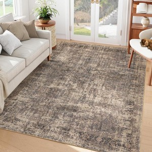 Area Rug, Washable Rug ¨C Ultra Soft Vintage Distressed Non-Slip Low Pile Stain-Resistant Throw Carpet for Living Room Bedroom Office - 1 of 4