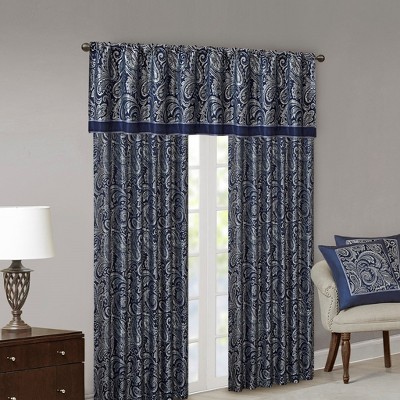 MAYEERTY 50x18" Jacquard Window Valance Navy