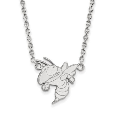 Black Bow Jewelry 10k White Gold Georgia Tech Yellow Jackets NCAA Necklace 18 Inch