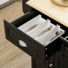 Resenkos Triple-Cabinet Kitchen Island on Wheels, Kitchen Storage Cabinet with Drawers, Rolling Utility Cart, Black - 2 of 4
