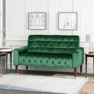 Velvet Loveseat Sofa , Christopher Knight Home Velvet Couch,  Mid Century Modern Craftsmanship Loveseat Sofa  , Chesterfield Sofa