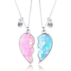 Best Friend Necklace for 2 Girls Magnetic Matching Friendship Necklace Half Heart Pendant BFF Necklaces for Sister - 1 of 3