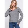 Slickblue Women's Double V-Neck Sweater, Long Sleeve Relaxed Fit, Black/Grey/Red/Yellow Knit, Size S-L - 2 of 4