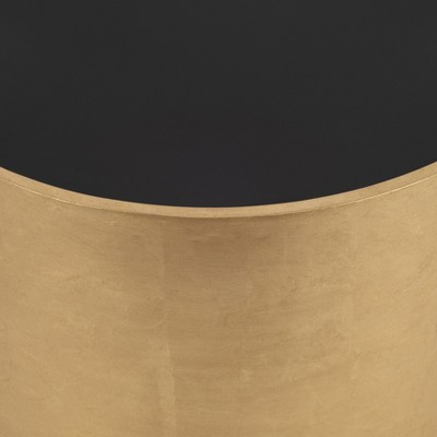 Gold and Black Glass Round Wood Side Table, 24"