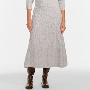 Lands' End Women's Cozy Lofty Cable Fluted Midi Sweater Skirt - 1 of 4
