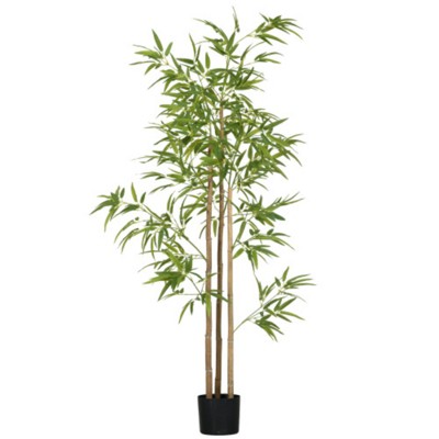 Maggift Artificial Plant 6FT Artificial Bamboo Tree Faux Decorative Plant in Nursery Pot for Indoor with Black Pot, Green, 6"*6"*70.75"