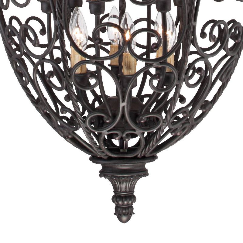 Franklin Iron Works French Scroll Rubbed Bronze Chandelier 27 1/2" Wide Rustic 12-Light Fixture for Dining Room House Kitchen Island Entryway Bedroom, 3 of 10